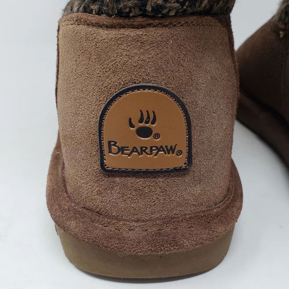 Bearpaw‎ Brown Suede Winter Boots Wool Blend Lining Size 6 Tall Mid Calf Height